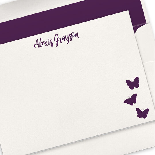 Butterflies Flat Note Cards - Letterpress
